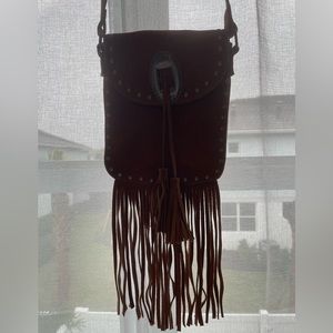 100% Brown Suede Fringe Bag